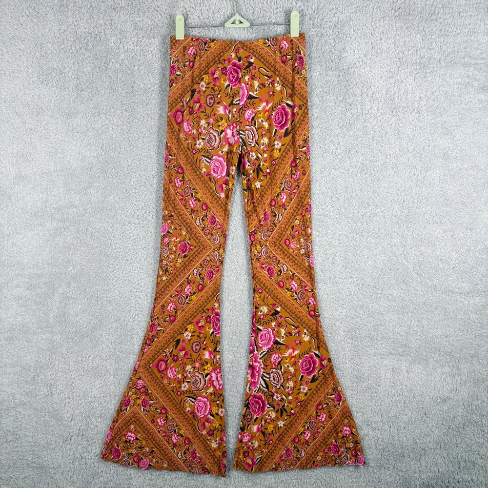 Spell Babushka Bells Amber Floral Bell Bottom Flares Size S Pull On 70s Hippie - Picture 7 of 7